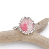 ロードナイトシリカのデザインリング　９号　～バラの花びら閉じ込めて～　天然石アクセサリー　指輪　silver925　一点物