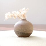 【薪窯焼成】赤陶土と白化粧のふっくら一輪挿し