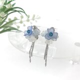 フラワー ブーケ イヤリング　ブルー パステルカラー 花 水色 青 紫陽花