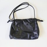 ◇新作◇本革巾着レザーバッグ◇本革◇ハンドメイド◇受注製作◇ブラック◇