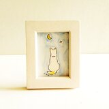 【受注制作】ミニ原画「三日月」・イラスト・水彩・犬の絵・送料無料