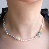 kuldi og hlýja necklace　淡水バロックパール　天然石ネックレス　翡翠　アクアマリン　シトリン　水晶