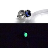 蓄光ピアス｜シルバー925 合成サファイア｜片耳用