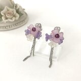 フラワー ブーケ イヤリング　パープル パステルカラー 花 紫 紫陽花
