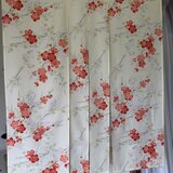 着物リメイク暖簾　梅の花　素朴なデザイン　横幅〜66-丈〜87