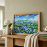【原画】初夏の紫陽花の丘 油絵 絵画 インテリア 額縁付