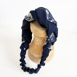 ネイビーシルクのヘアバンド