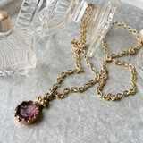 N322-ヴィンテージネックレス U.S.A. 1960-70's Amethyst Cameo crystal