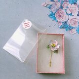 bone china pale pink pale blue flower ボーンチャイナ ヴィンテージブローチ