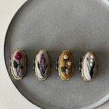 イチリン ４種 スズラン、ポピー、シロツメクサ、ラベンダー 刺繍 オーバルピルケース