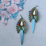 paper art african pattern faux pearl dangle ヴィンテージピアス