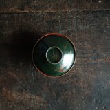 梅と鳥◆深緑で素敵。時代物　漆芸蒔絵蓋付椀　古漆器　骨董・antiques 古道具　幕末〜明治　i1