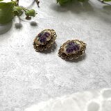 お花の刺繍のイヤリング｜プチポワン｜ヴィンテージイアリング
