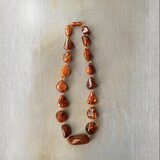 Vintage 70s-80s retro rough cut amber beads necklace