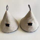 三角鍋つかみ２個セット*クロスステッチ*pot*黒