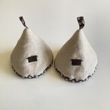三角鍋つかみ２個セット*クロスステッチ*pot*茶色