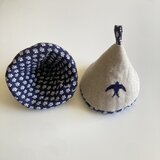 三角鍋つかみ２個セット*クロスステッチ*swallow*dark navy