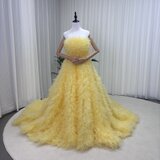 カラードレス イエロー ベアトップ もこもこドレス ソフトチュール 可愛い トレンド人気 花嫁 前撮り