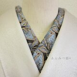 洗える刺繍半衿 くすみブルーの花