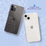ふわり紫陽花Androidクリアスマホケース ラベンダー&キャメル
