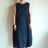 インド綿のノースリーブ軽やかワンピース/レディースL~LLサイズ