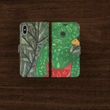 【森の高枝で風を読むツェリケ｜ケツァールの帯あり手帳型iPhoneケース】