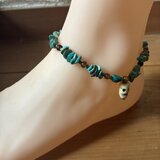 ＊turquoiseのアンクレット。@ホーンビーズのスカル＋ターコイズチップ&ナゲット＋真鍮のアナスヤ＋ホーンビーズ