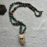 ＊happy price＊turquoiseのネックレス@でかスカル＋ぐるっとturquoisチップtoナゲット