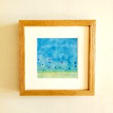【原画・水彩画】「群青の夜」 ※木製額縁入り（18㎝角）