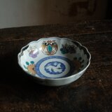桐の花と鳳凰◆瀬戸焼　松竹梅文色絵印判金彩膾皿　骨董・antiques 古民家　大正期　【アマテ】