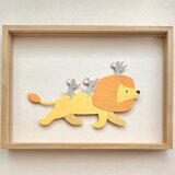 ライオンとねずみの切り紙作品（額なし）