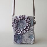 gray ribbon flower mini shoulder bag