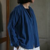 藍染楊柳カーディガン（備後節織 中紺）