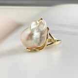 ＊オイスターバロックパール サステナブルなパールのリング サイズフリー（#11.5〜） 訳ありな逸品 ペールホワイト