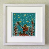 木版画「Little things－流星群」乳白色額付き