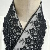 ハンドメイド　半襟着物　振袖　レース　黒花刺繍半衿