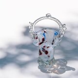 Bohemian Glass Mini Basket Vase / チェコスロバキア製 / ヴィンテージ / ガラス花瓶