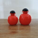 Loetz社の赤いガラス「Tango」シリーズ　2点セット　チェコ・ボヘミア地方