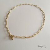 金属アレルギー対応☆サージカルステンレス  オーバルチェーンネックレス（ゴールド）