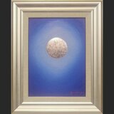 〇『プラチナ青のひかり』●がんどうあつし肉筆絵画油絵〇石川県産純プラチナ箔使用