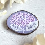 紫陽花のブローチ　ステンドグラスブローチ