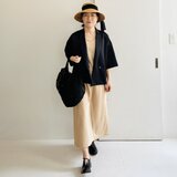 コットンリネンサテンワンピースセットアップ(キャメル)