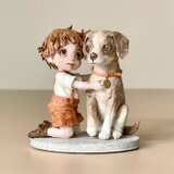 和紙人形『ずっと大切な君へ』｜愛犬と少年の思い出を形にした一点物ミニチュア