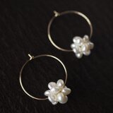 花咲く淡水パールボール＊14kgf フープピアス