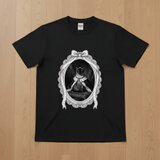 猫（バーミーズ）半袖Tシャツ ルネサンス風モノクロアート ブラック 男女兼用