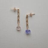 ピンクトルマリン×タンザナイトのピアスorイヤリング
