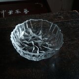 氷のようなデザイン◆昭和後期　クリスタルガラス大鉢　暮らしに　素麺　パーティー　清涼感　透明