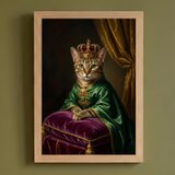 猫（シンガプーラ）のルネサンス風肖像画 油絵風アートA4額装