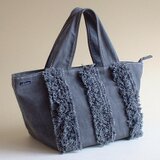 フリンジのトートバッグ・グレー