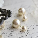 ダブルコットンパールのスタッドピアス（14mmタイプ）